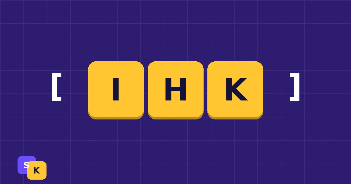 Four small colorful letter tiles lined up in a compact tag shape, with a larger set of tiles behind them hinting at the full clan name