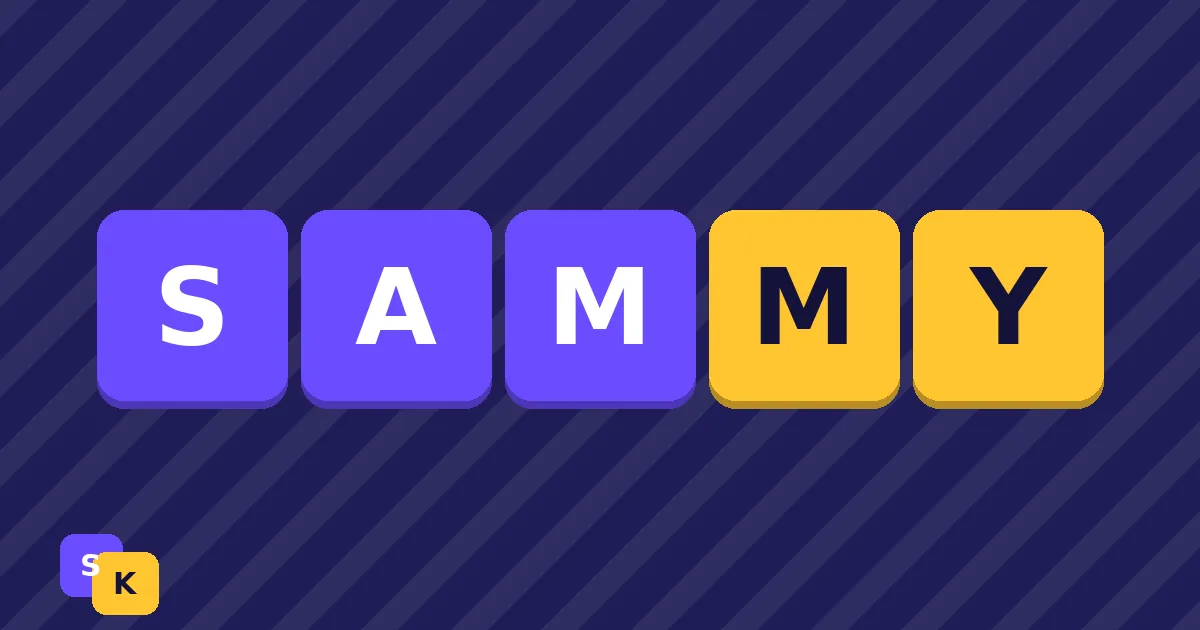 A row of colored letter tiles spelling a short nickname, with a few loose tiles beside it showing the shortened pieces